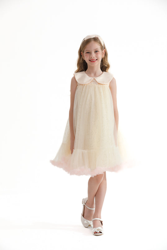 Champagne Caledonia Pleated Dress