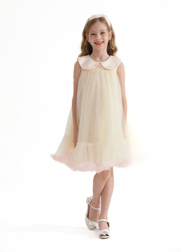 Champagne Caledonia Pleated Dress