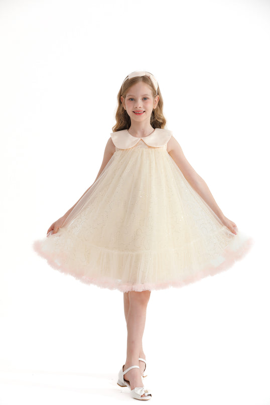 Champagne Caledonia Pleated Dress