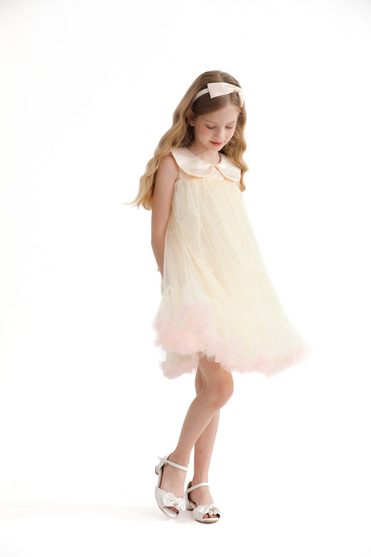 Champagne Caledonia Pleated Dress