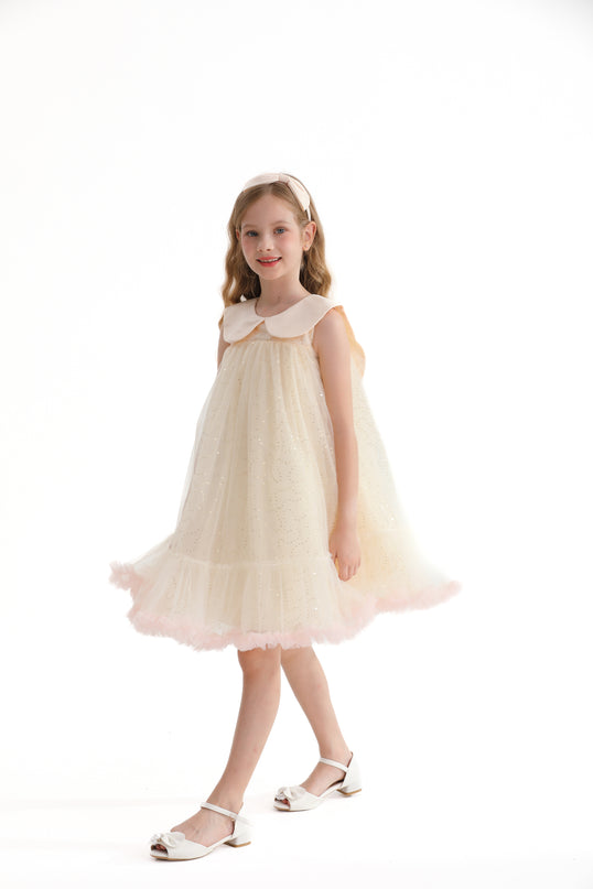 Champagne Caledonia Pleated Dress