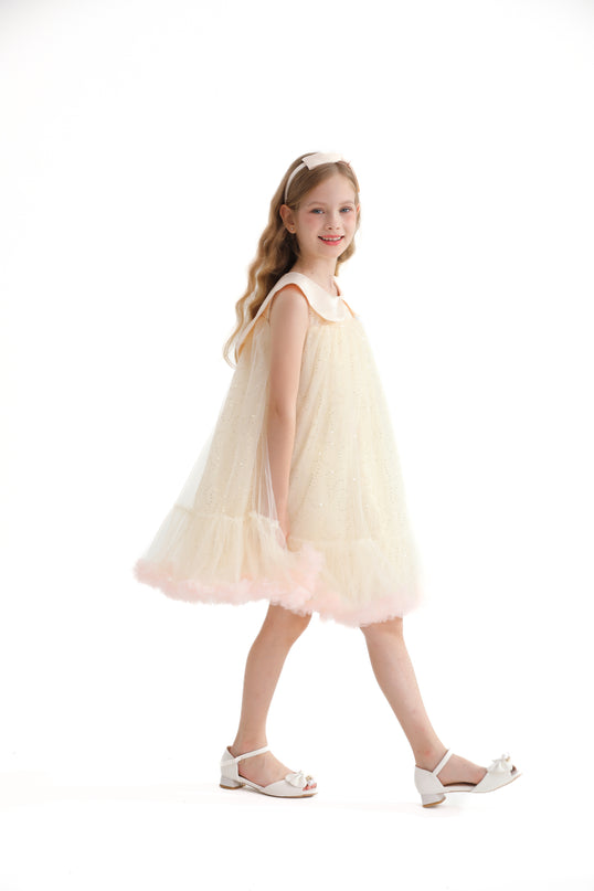 Champagne Caledonia Pleated Dress