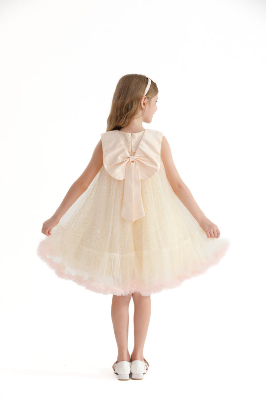 Champagne Caledonia Pleated Dress