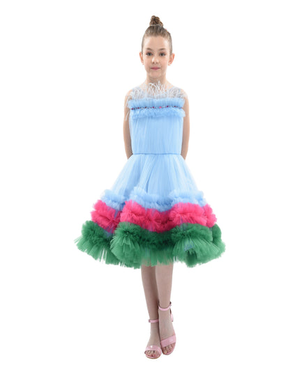 Blue Granada Ruffle Tulle Dress