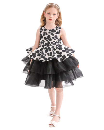 Black Nazareen Floral Tiered Dress