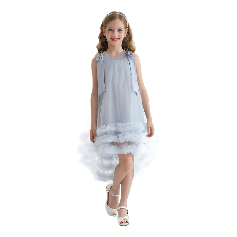 Blue Violeta Sleeveless Ruffle Overlay Dress