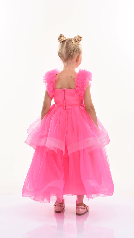 Fuchsia Peralta Sequin Ruffle Tulle Dress