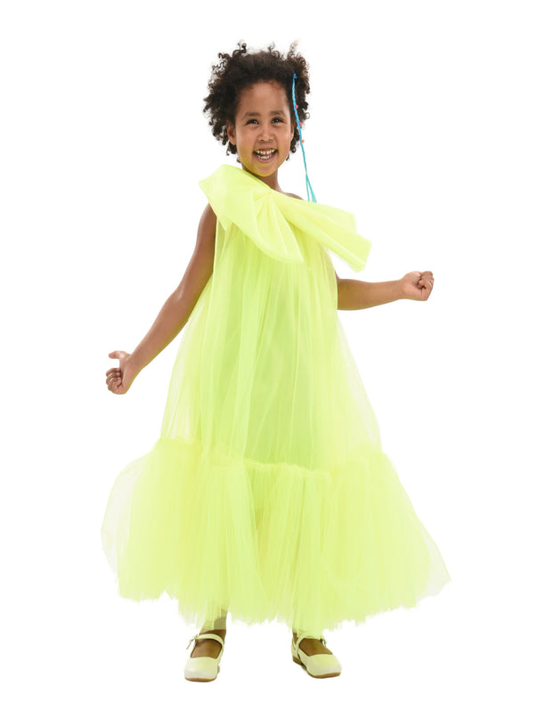 Green Maggi Neon Bow Tulle Dress