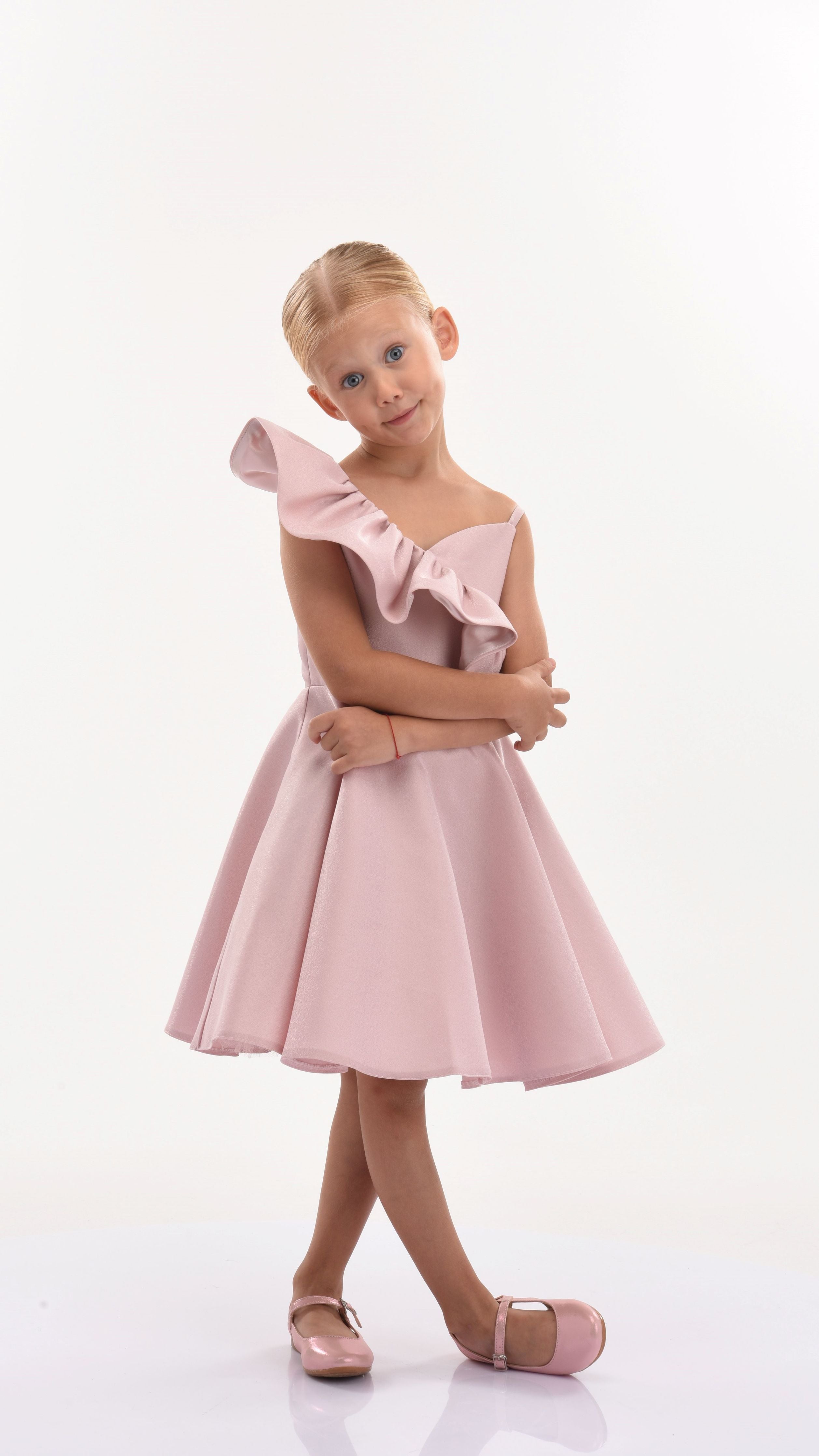 Pink Blush Riviera Off Shoulder Ruffle Dress - kids atelier