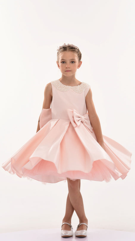 Pink Melinda Pearl Double Bow Dress