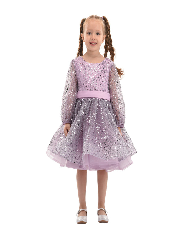 Purple Pradera Glimmer Tulle Bow Dress