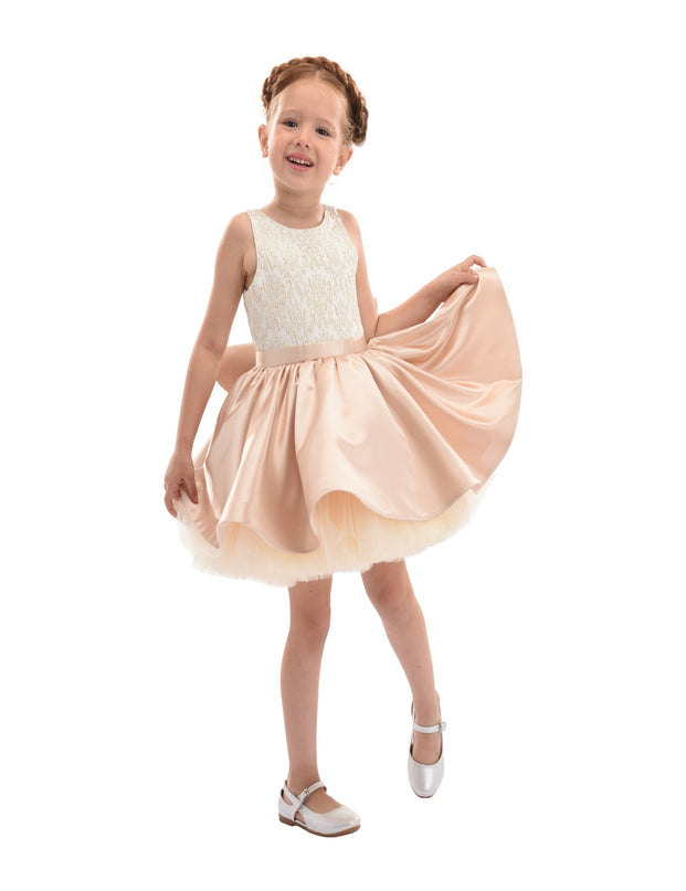 Rose Gold Elwood Satin Bow Dress