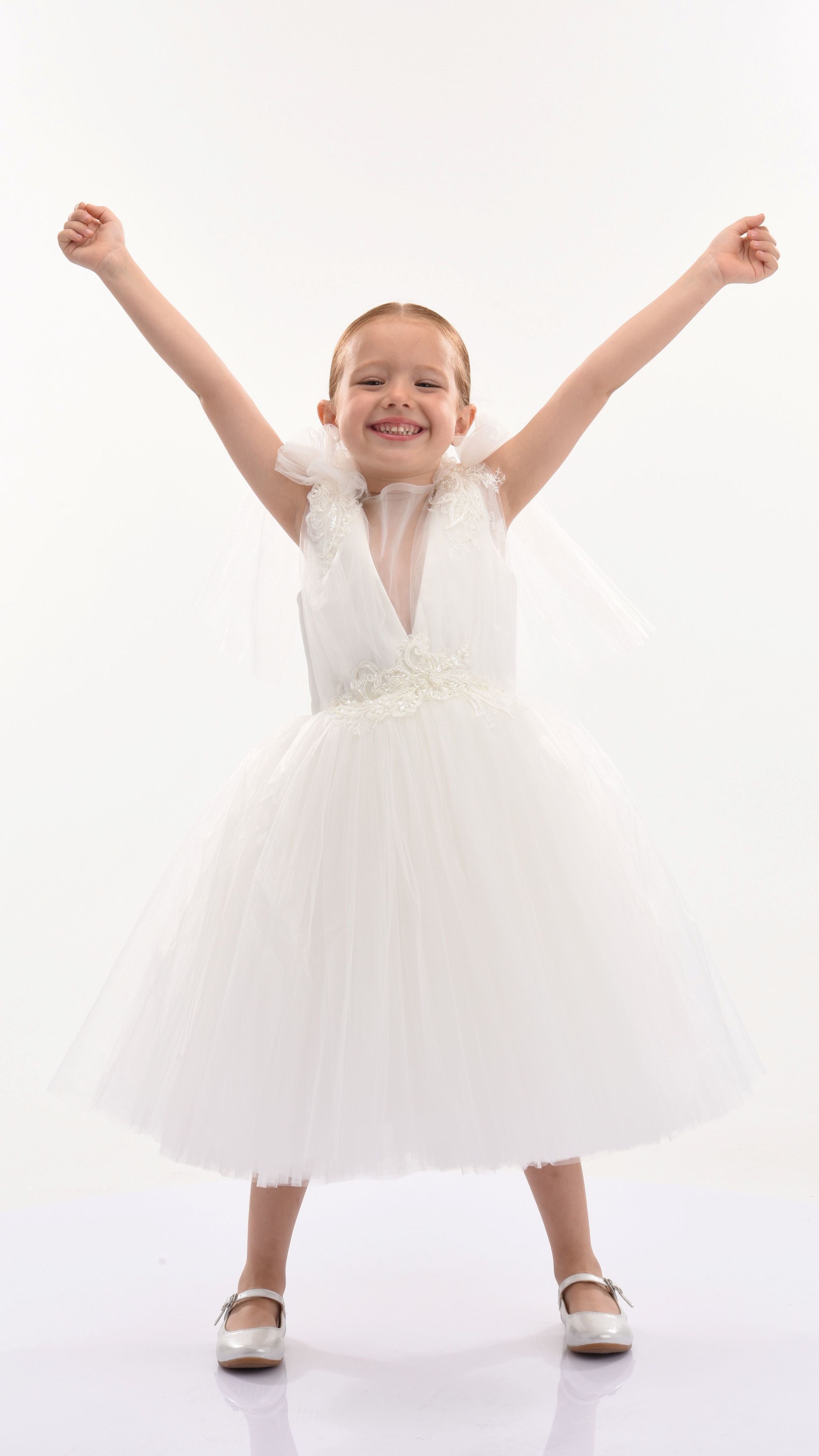 White Aspen Tulle Bow Dress 