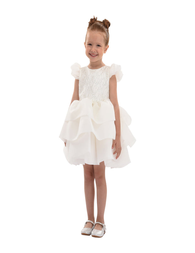 White Collina Teacup Ruffle Dress