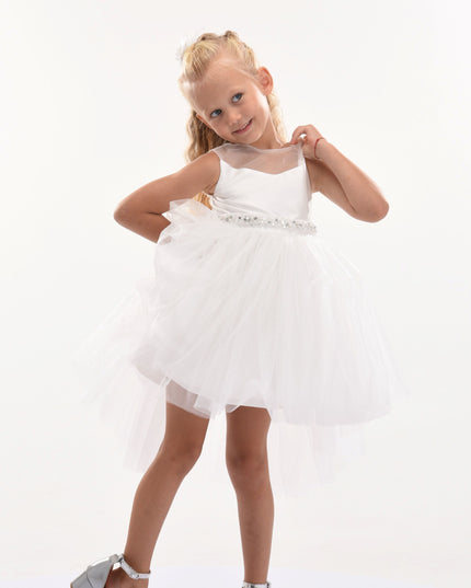 White Sabrina Glitter Tulle Dress