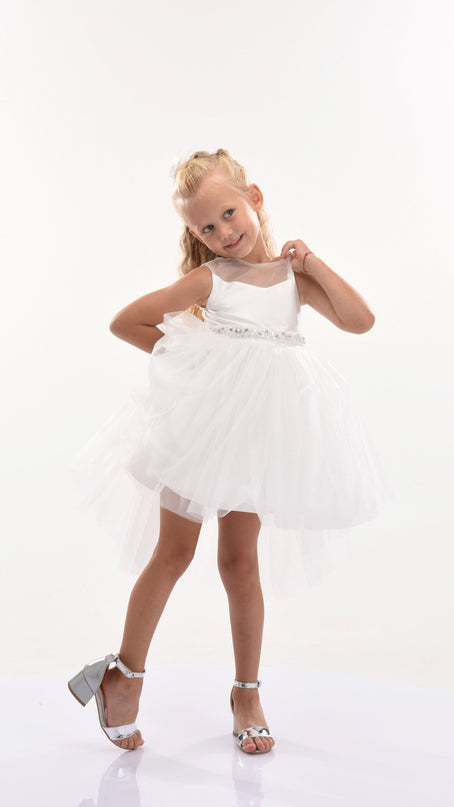 White Sabrina Glitter Tulle Dress