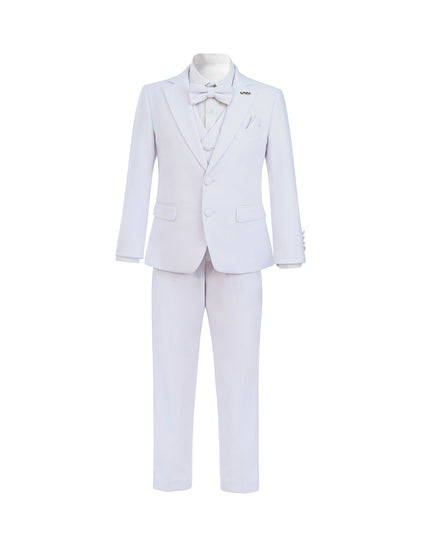 White Peak Lapel Trim Wool Suit