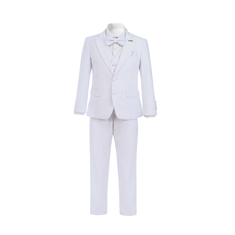 White Peak Lapel Trim Wool Suit