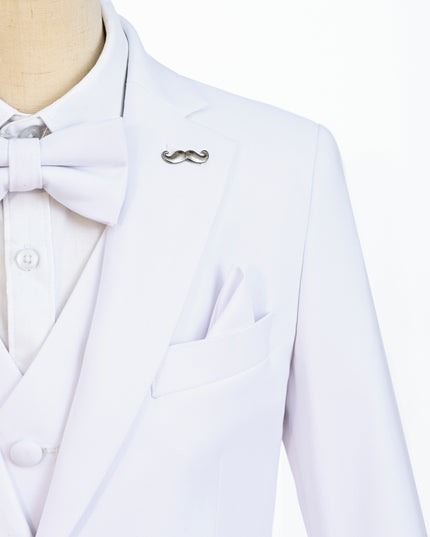 White Peak Lapel Trim Wool Suit