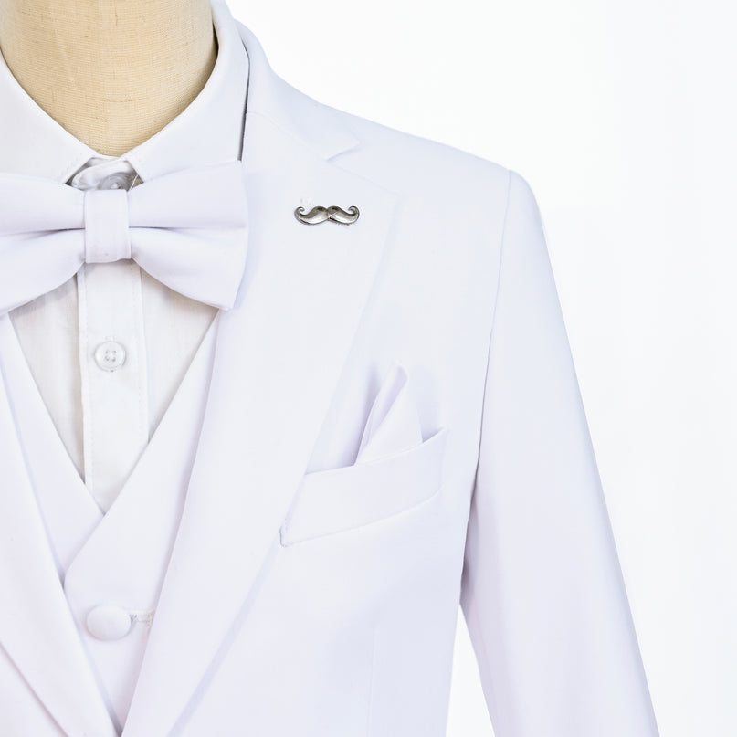 White Peak Lapel Trim Wool Suit