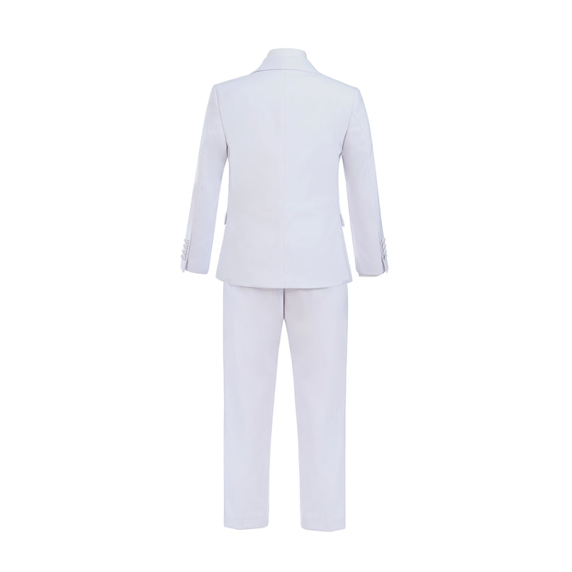 White Peak Lapel Trim Wool Suit