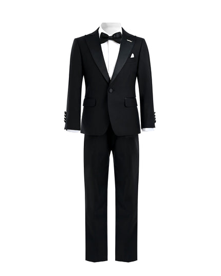 Black Peak Lapel Trim Wool Suit