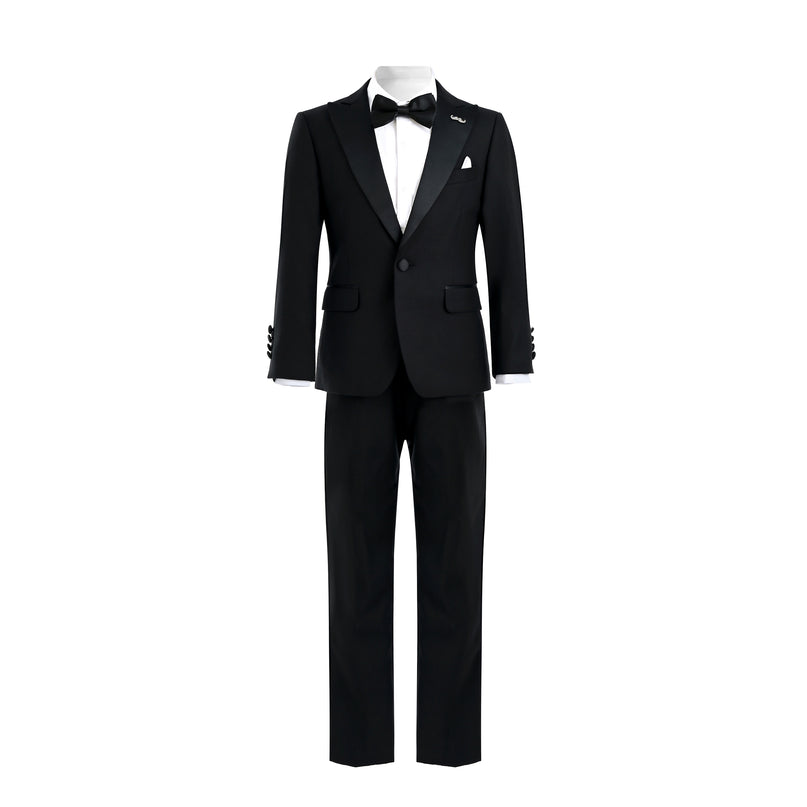 Black Peak Lapel Trim Wool Suit