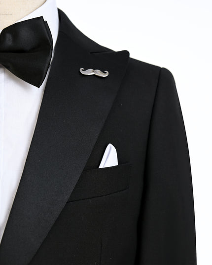 Black Peak Lapel Trim Wool Suit