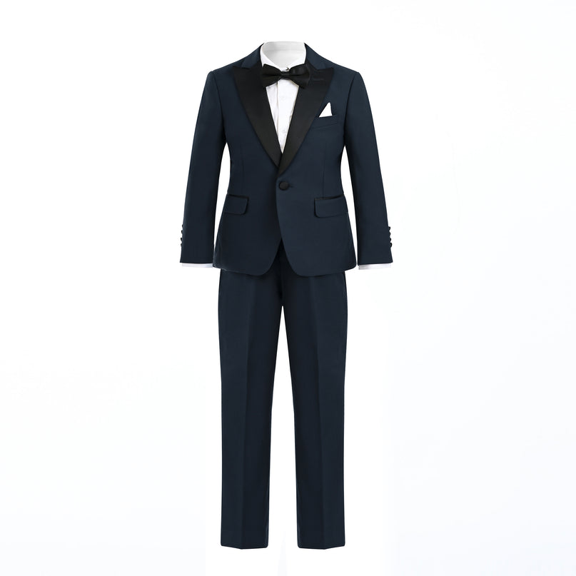 Navy Peak Lapel Trim Wool Suit