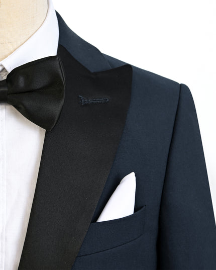 Navy Peak Lapel Trim Wool Suit