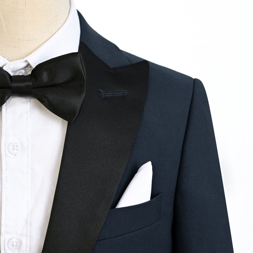 Navy Peak Lapel Trim Wool Suit