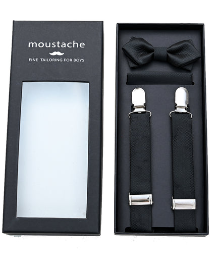 moustache-kids-black-textured-suspenders-set-ma42025