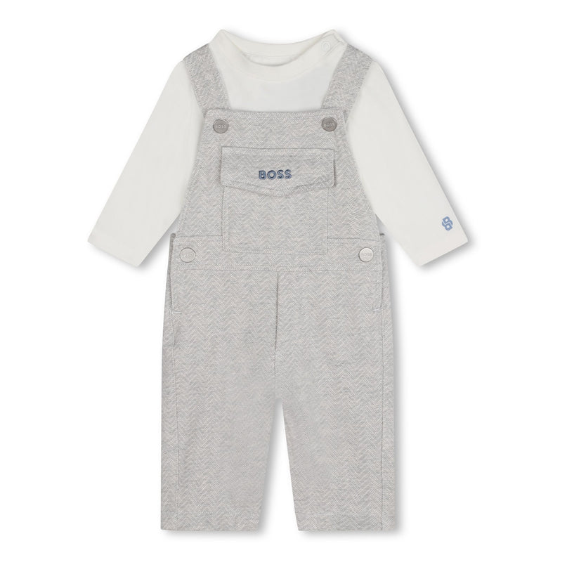 Light Gray Dungarees & T-shirt