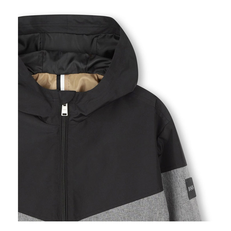 Black Hooded Windbreaker