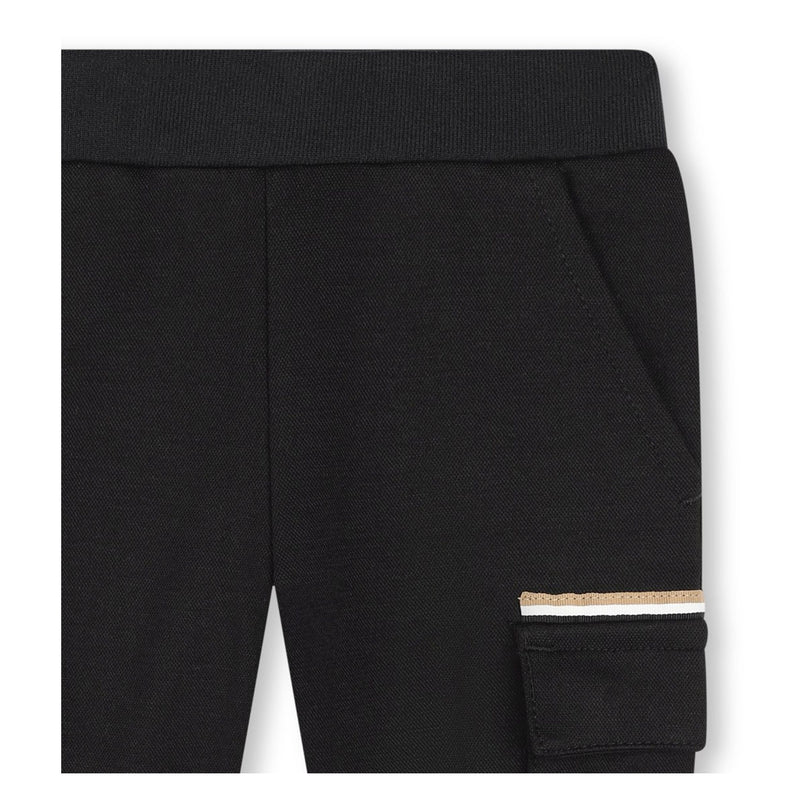 Black Pocket Logo Joggers