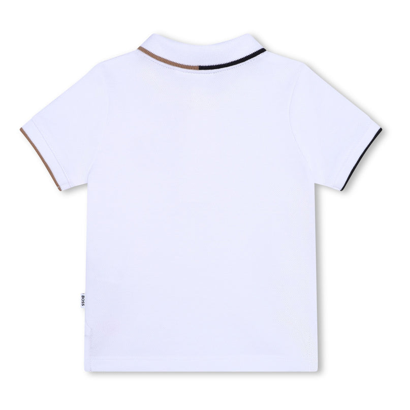 White Striped Collar Logo Polo