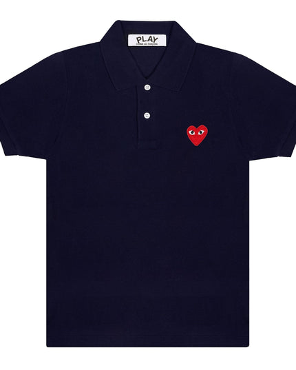 Navy Embroidered Red Heart Polo