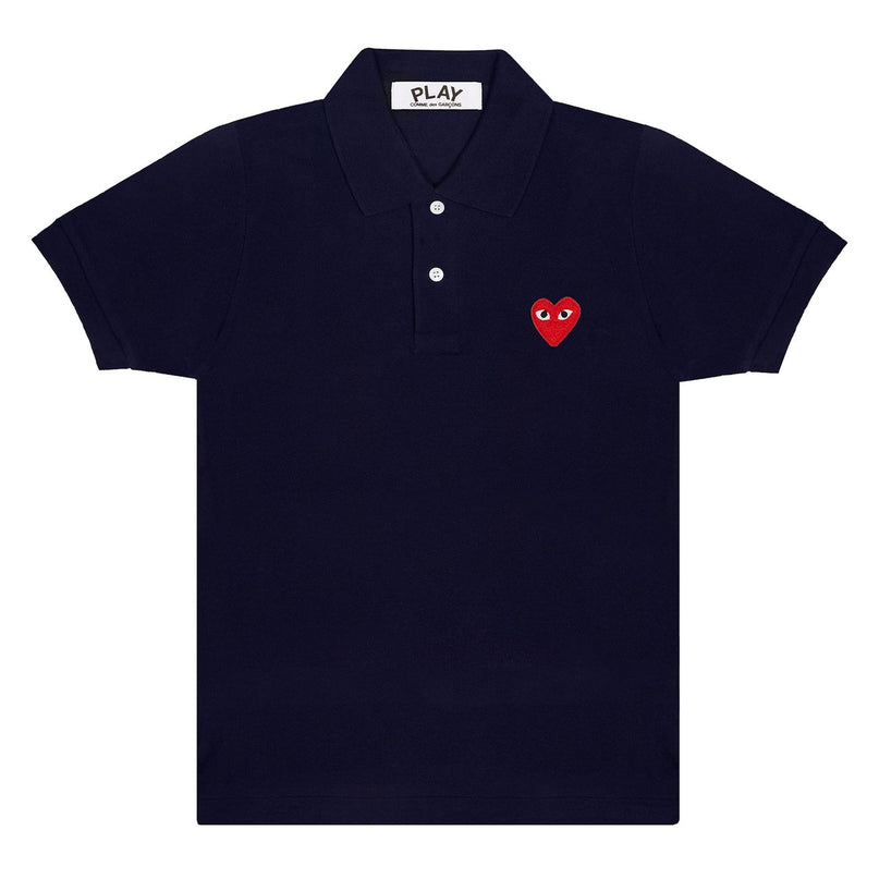 Navy Embroidered Red Heart Polo