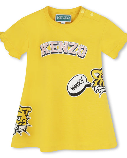 kenzo-k60116-536-bg-Yellow Organic Cotton Tiger Dress