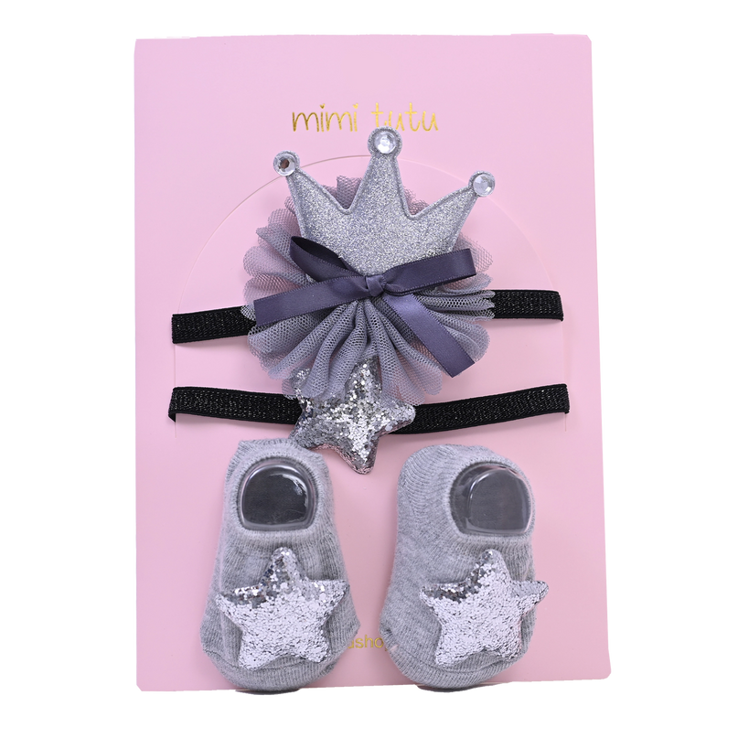 Grey Star and Bow Crown Gift Set