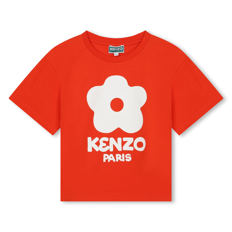 kenzo-k60254-99a-kg-Red Cotton Flower T-Shirt