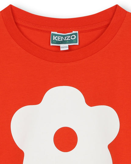 kenzo-k60254-99a-kg-Red Cotton Flower T-Shirt