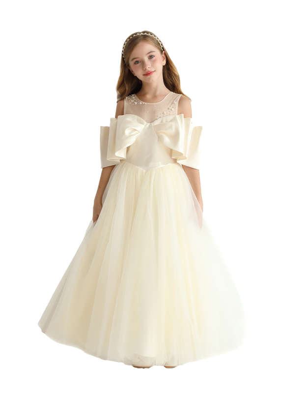 Champagne Tulle Bow Amica Dress