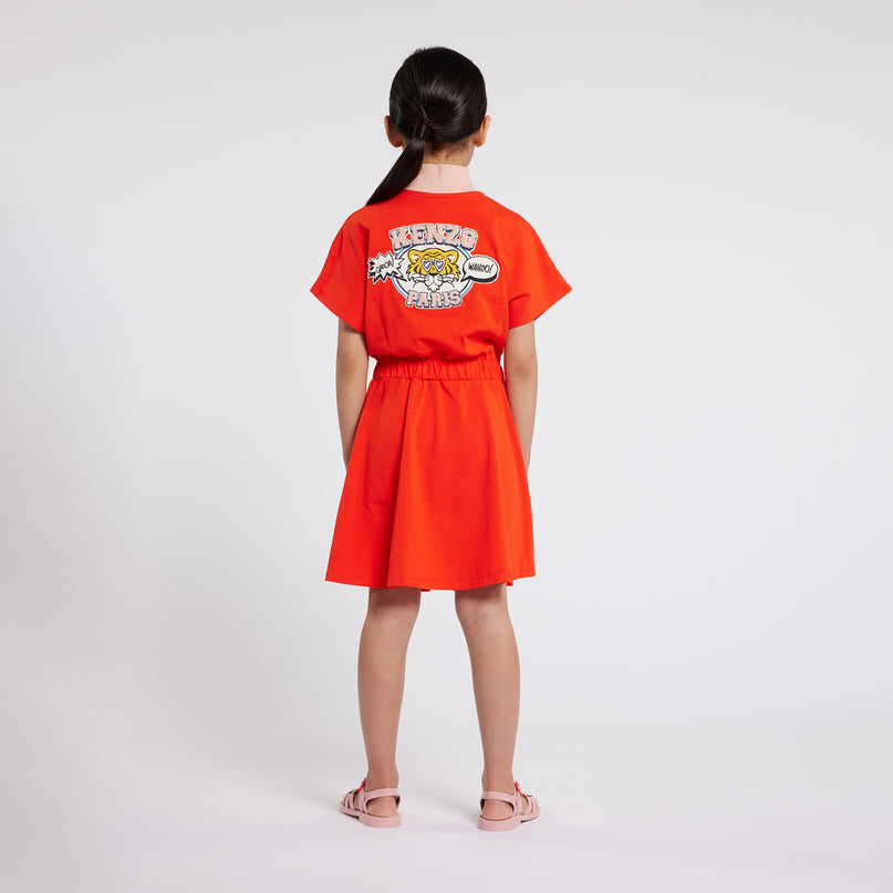 kenzo-k60220-99a-kg-Red Tiger Logo Dress