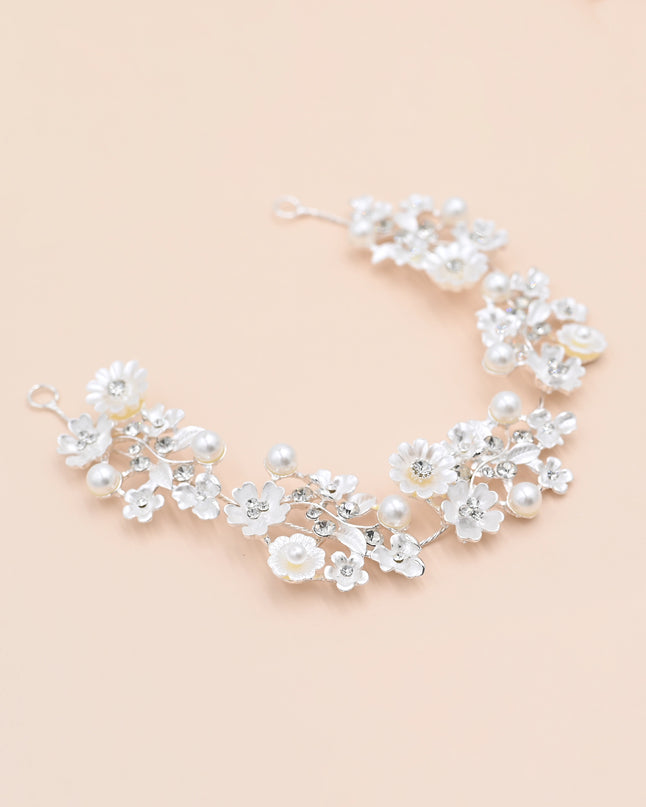 Crystal White Floral Garland Hair Vine