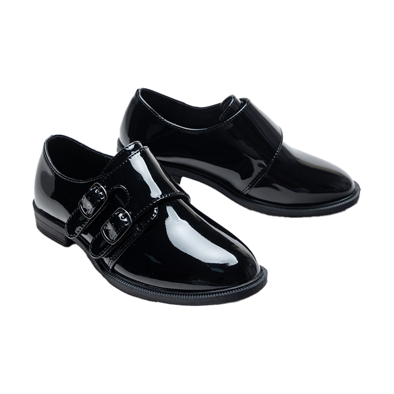 Black Patent Buckle Loafers