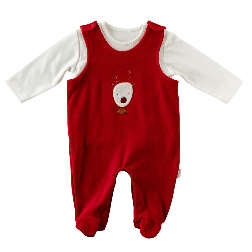 Andy Wawa-AC25339-RED-ROMPER SET VELVET HAPPY NEWYEAR