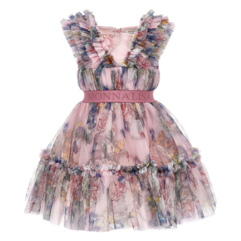 Monnalisa-Dress-19D900-4050-6684-Tulle Baroque Roses Print