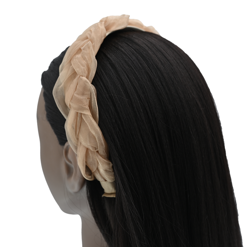 Brown Braided Tulle Headband