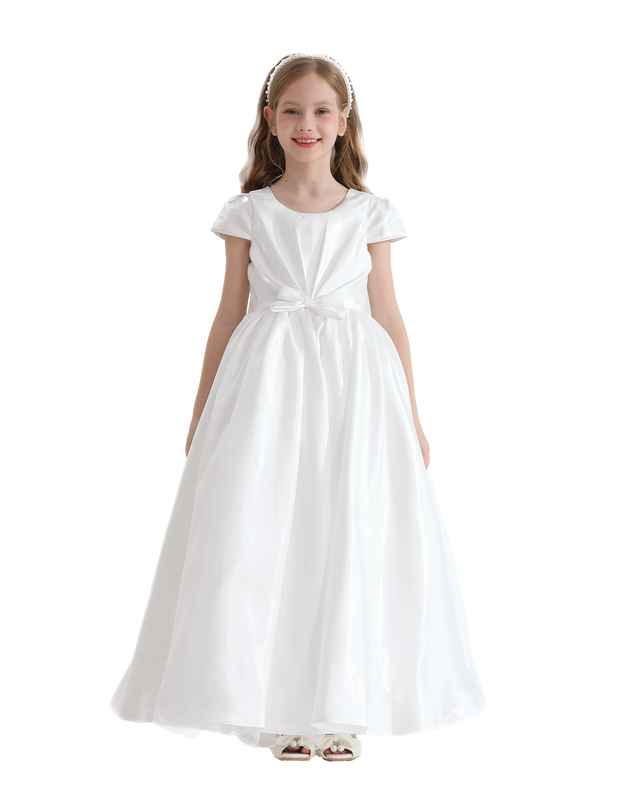 White Bow Long Brea Dress